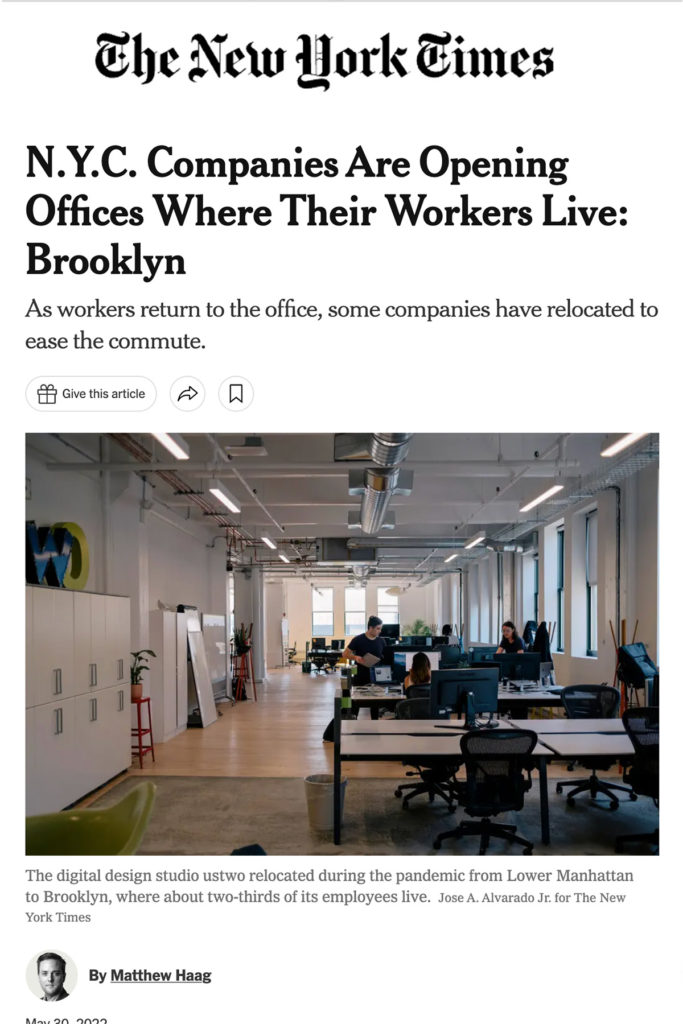N.Y.C. Companies Are Opening Offices Where Their Workers Live: Brooklyn -  The New York Times